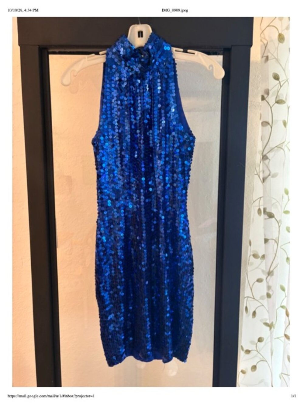 Vintage Lillie Rubin Royal Blue Liquid Sequin Halter Mini Dress Sz 2 Like New
